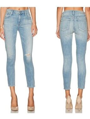 Agolde NWT Sophie High Rise Skinny Crop Blue Lagoon Size 30